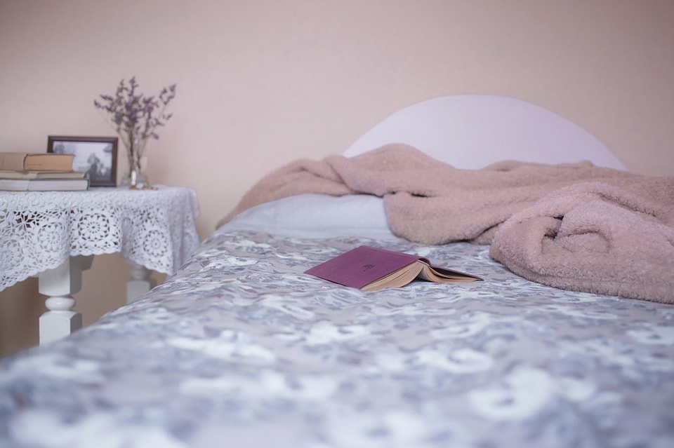 Throw blanket on top of bed