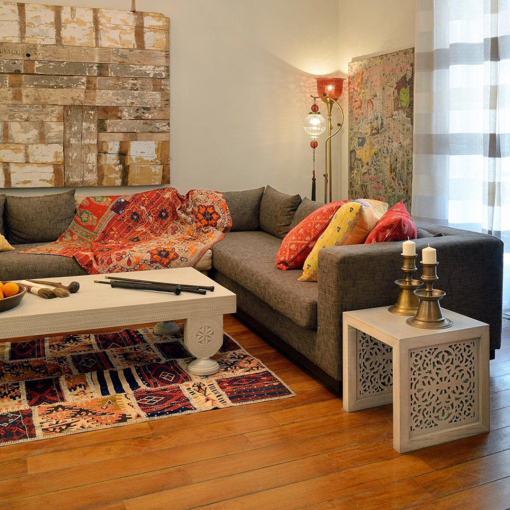 how to place a rug under a sectional sofa