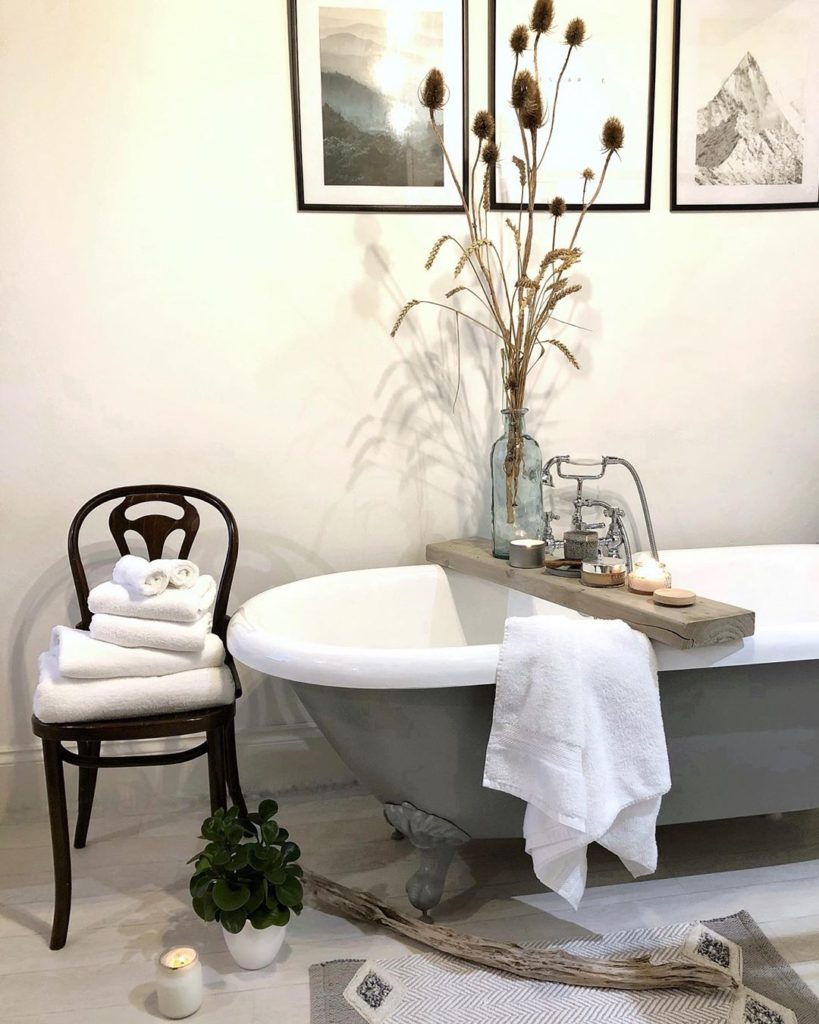 gray bathrub with rustic bathtub tray gray bathroom ideas