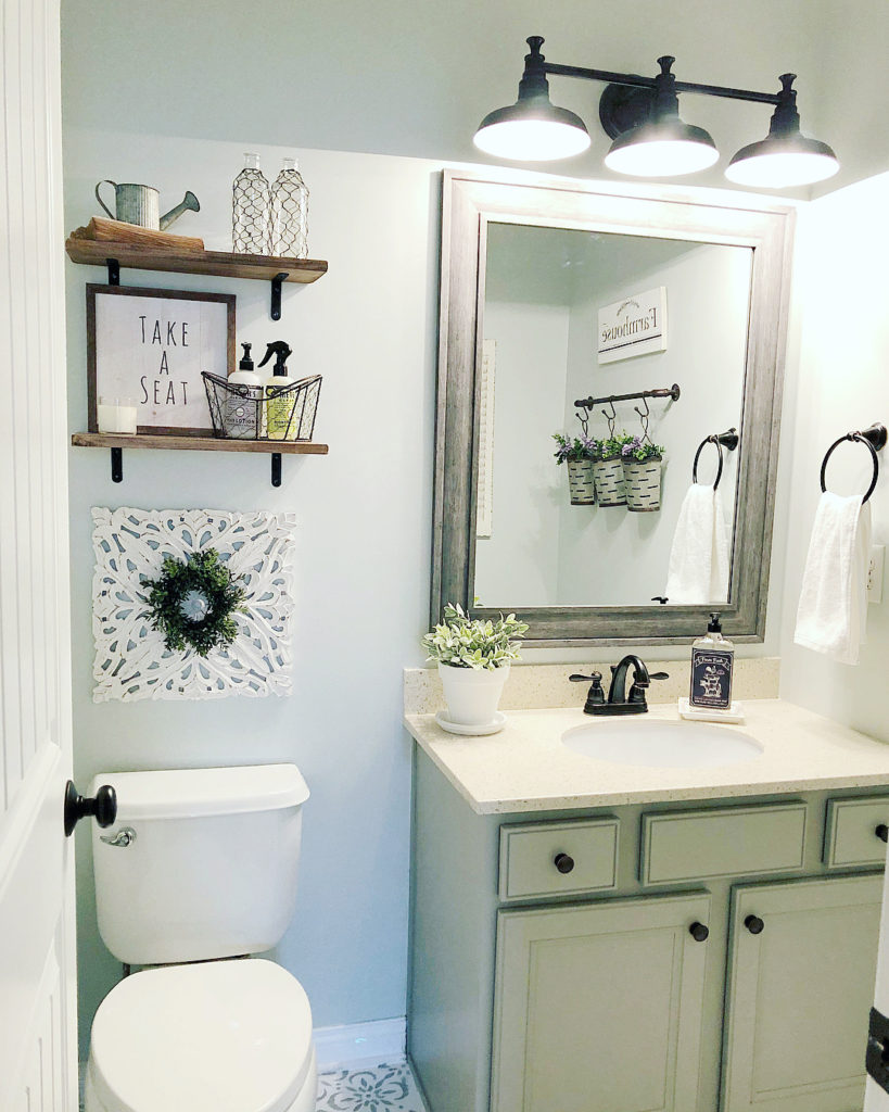 relaxing teal guest bathroom idea