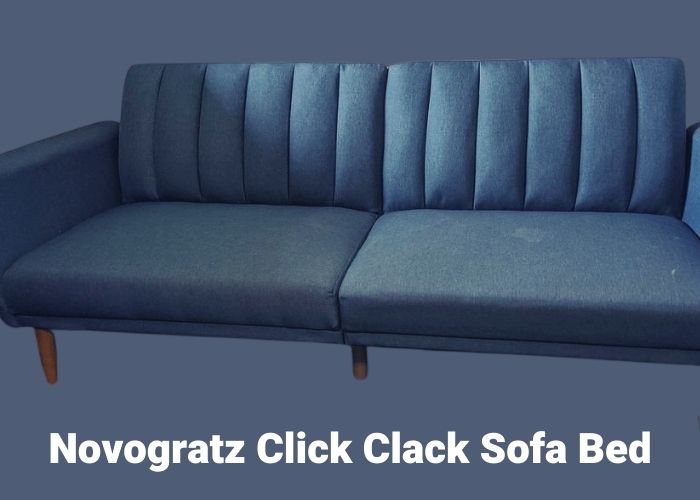 novogratz click clack sofa bed being tested