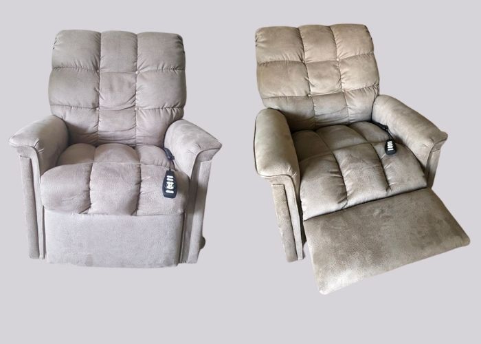 Heated and massage recliner in recliner and standing positons