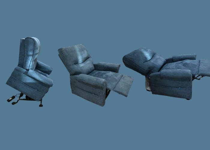 Heated massage recliner with power lift in different stages on recline and lift