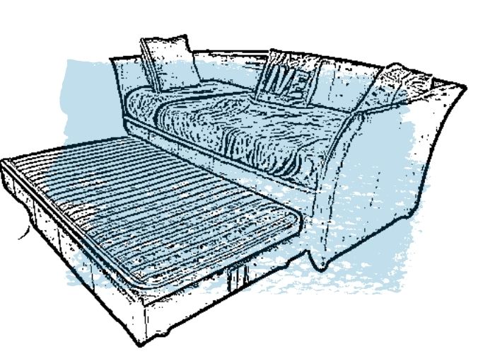 sketch of best sofa bed for studio apartment being tested