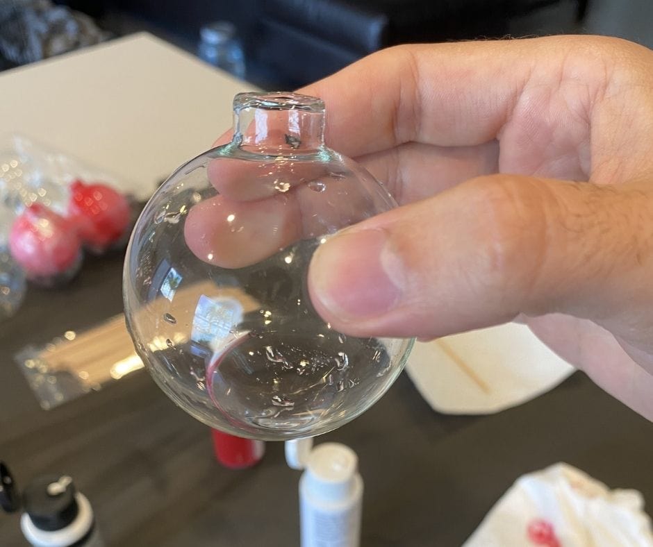 glass bauble with water inside