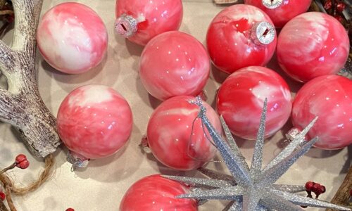 The Best DIY Christmas Candy Cane Marbled Bauble Ornaments