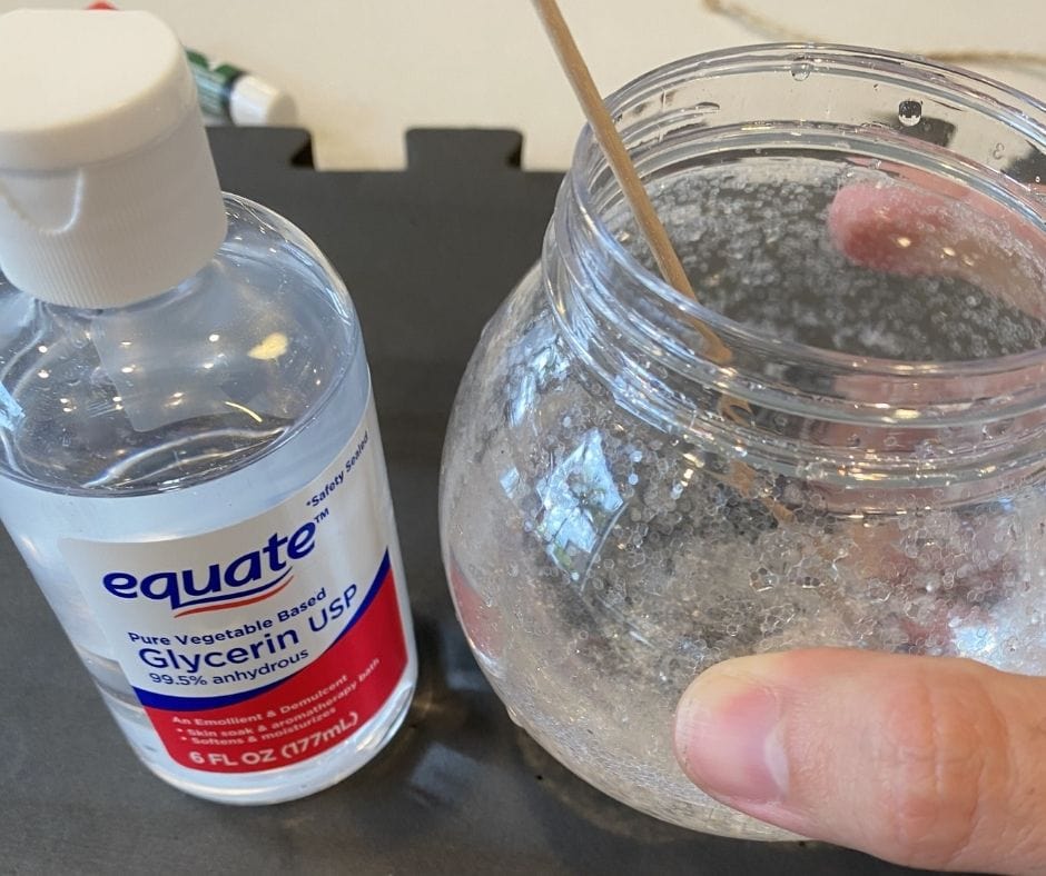 glycerin being used to make a snow globe