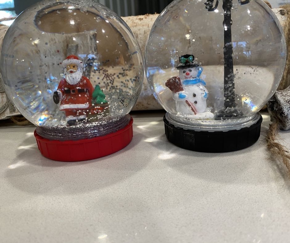 finished snow globes on display