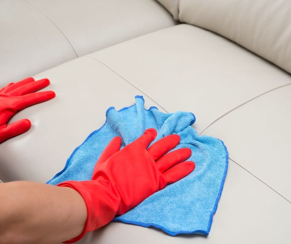 Deep clean a leather couch dry it