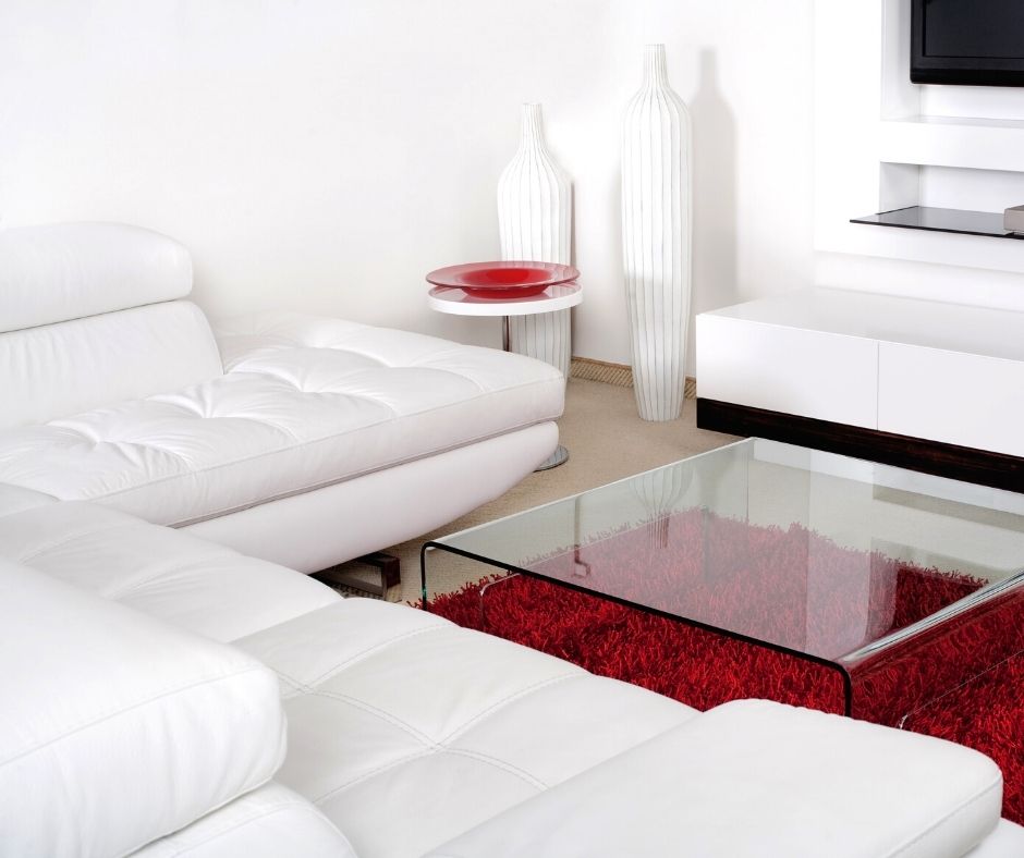 pu leather couch in living room