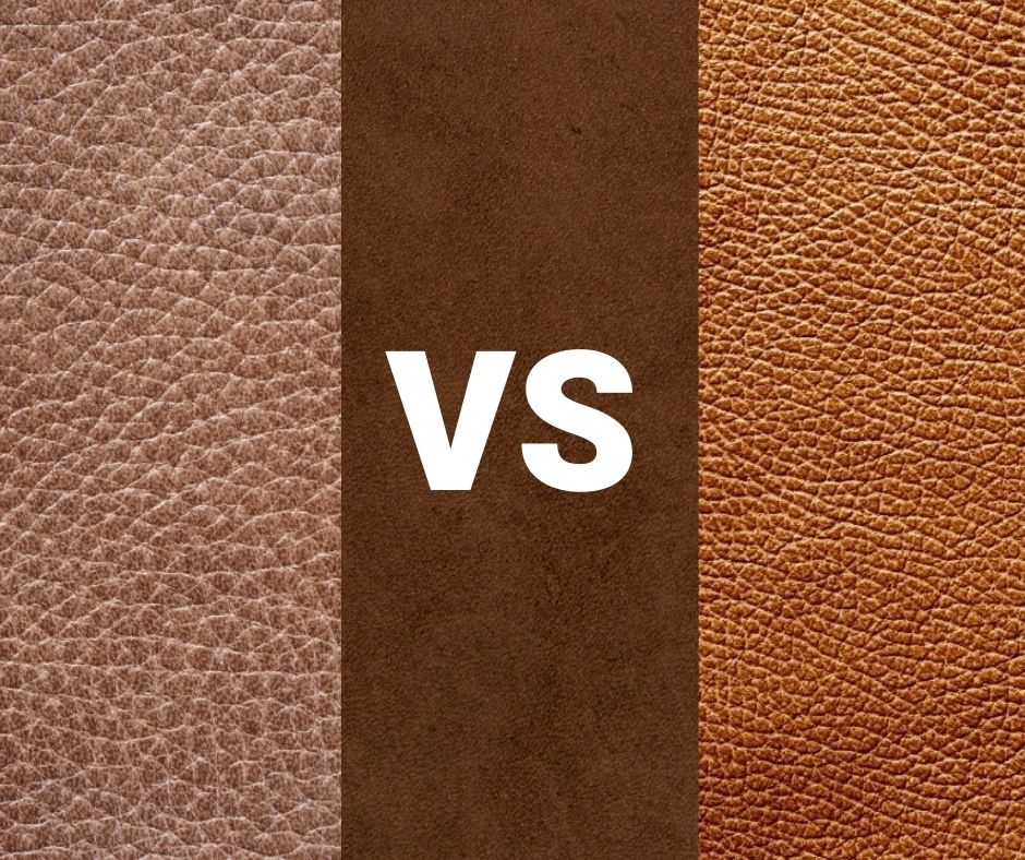 PU leather, bonded leather, and real leather being compared