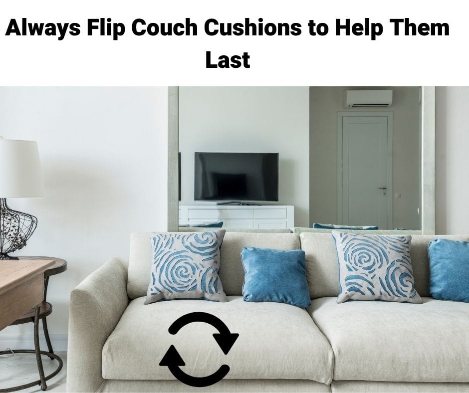 couch cushion being flipped to help it last