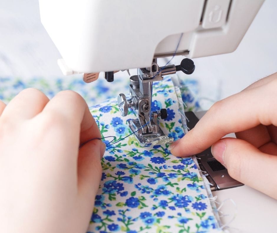 knots being sewn into slipcover to help it stay in place