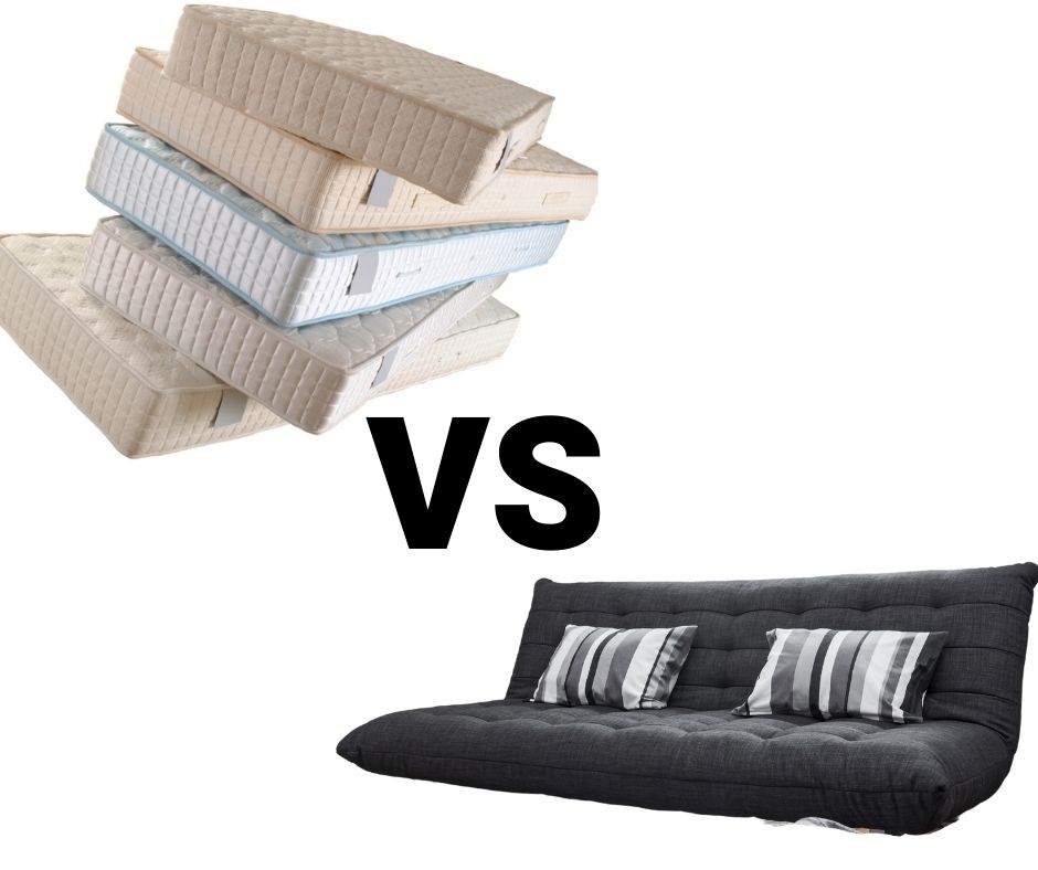 regular mattress being compared to futon mattress