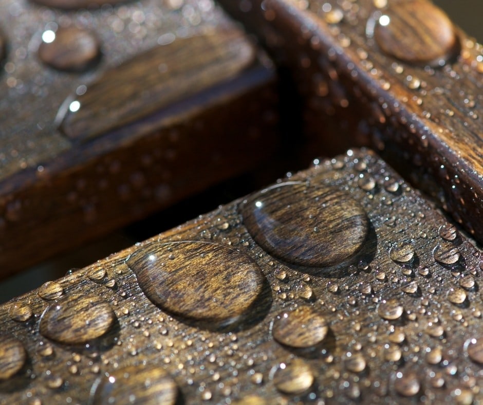 water on wood