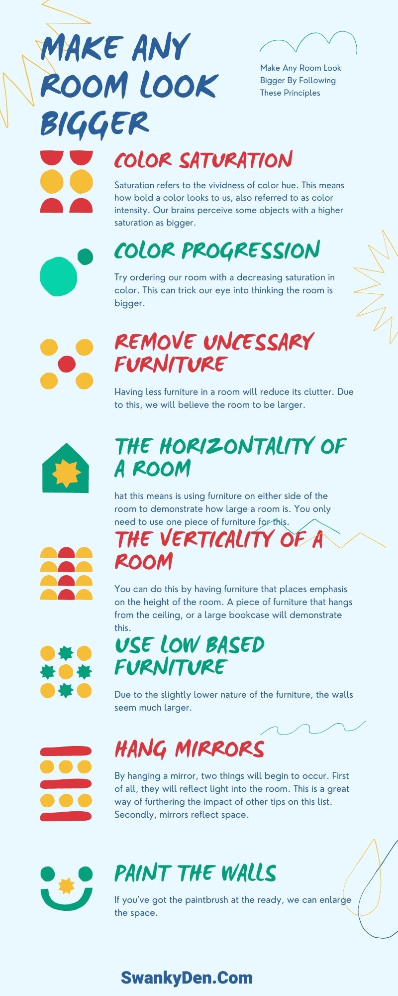 how to make any room look bigger infographic