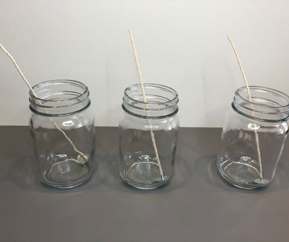 mason jar with candle wicks