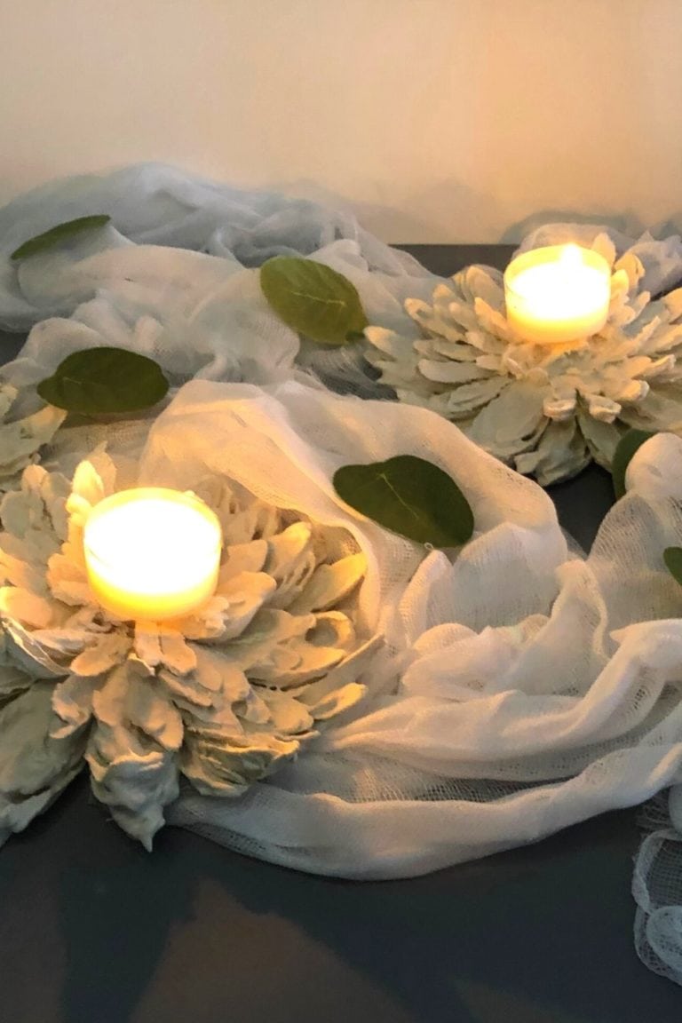 DIY Plaster Flower Candle Holders