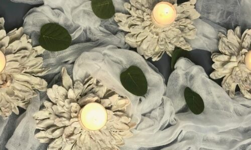 DIY Plaster Flower Candle Holders