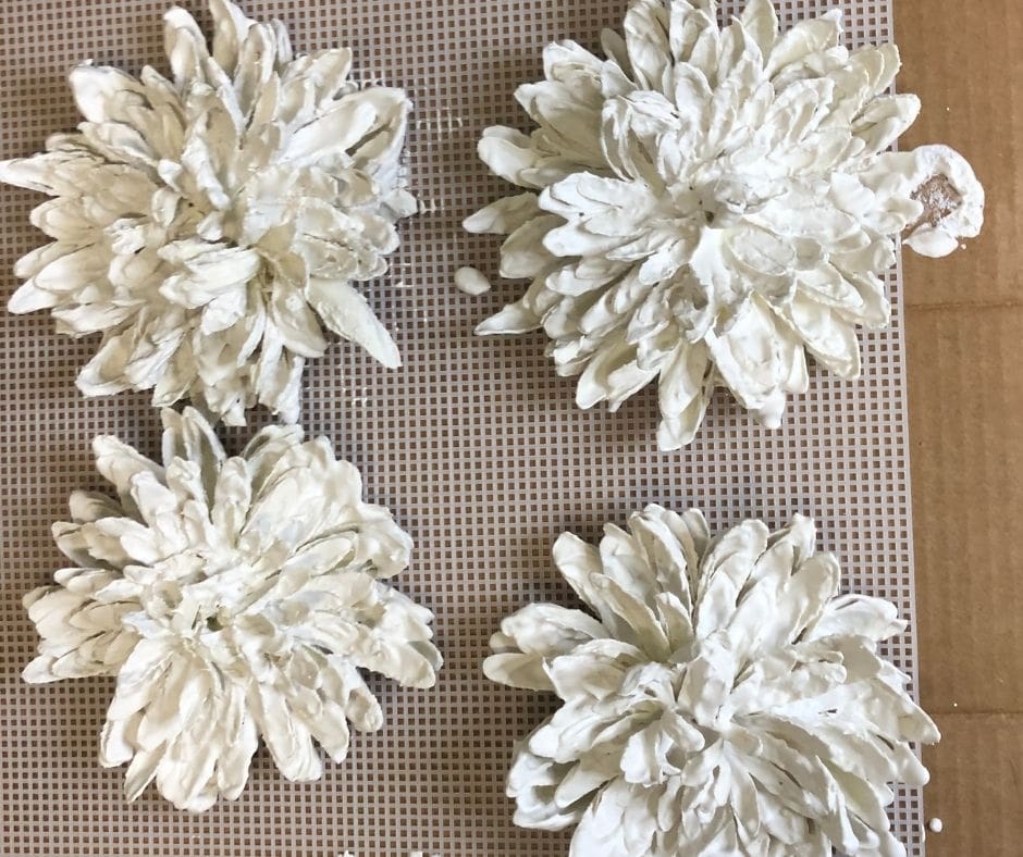 plaster of paris flowers drying