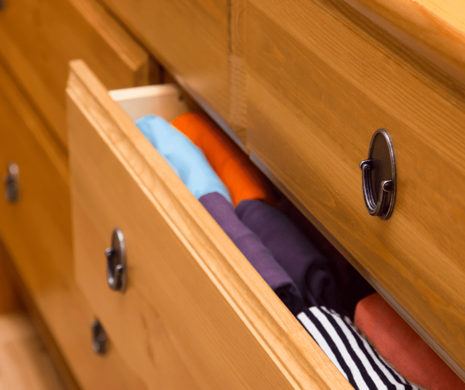 Close up shot of clothes in a dresser