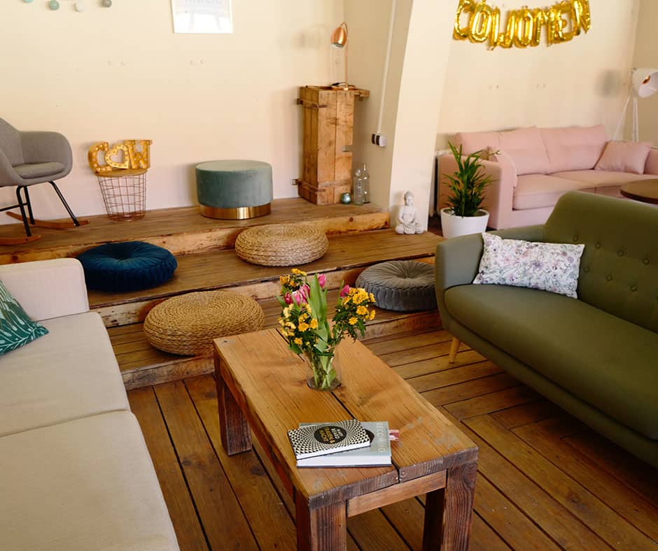 Wooden table in living room