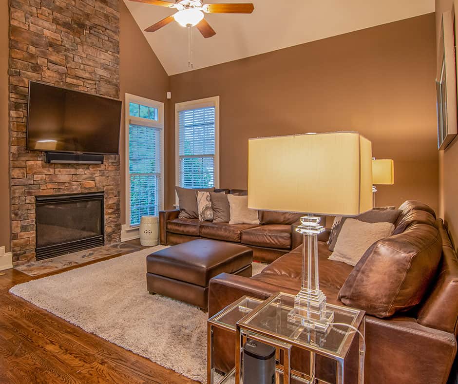 Leather sofa in living room