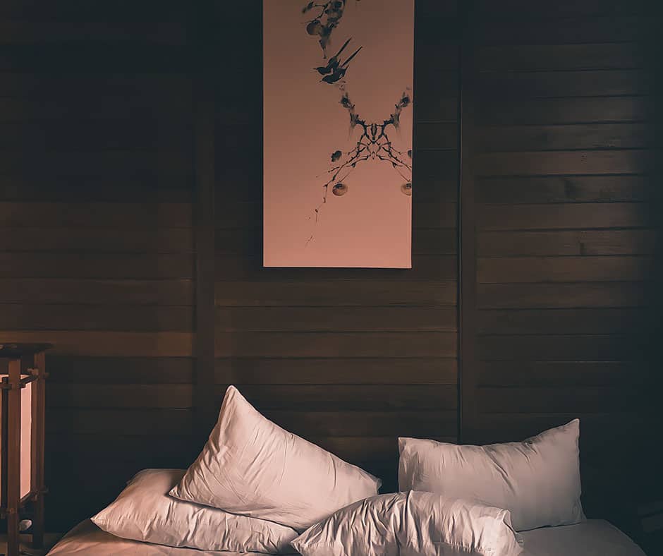 Artwork above twin beds