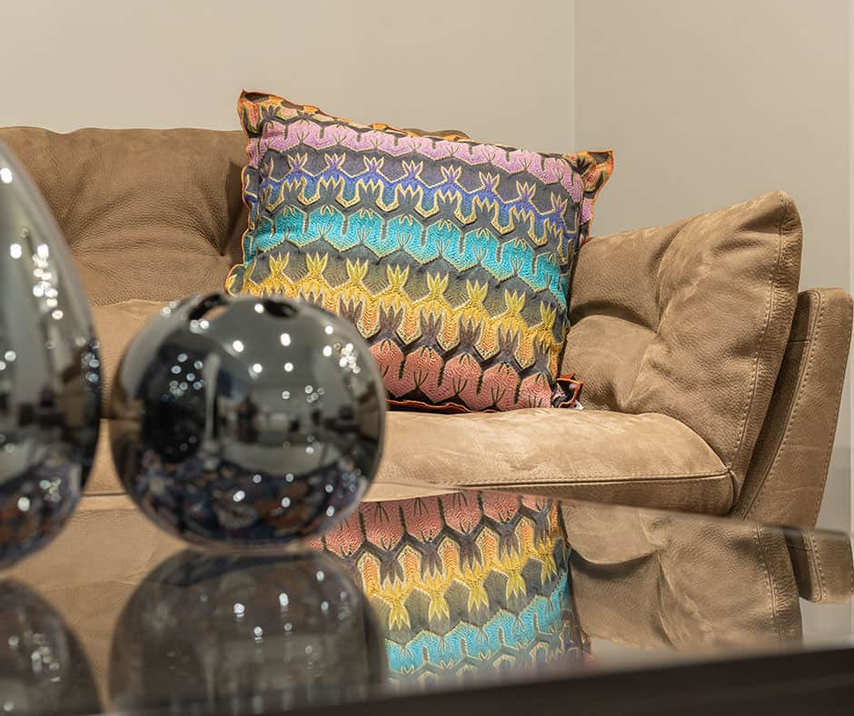 Close-up of a beige sofa