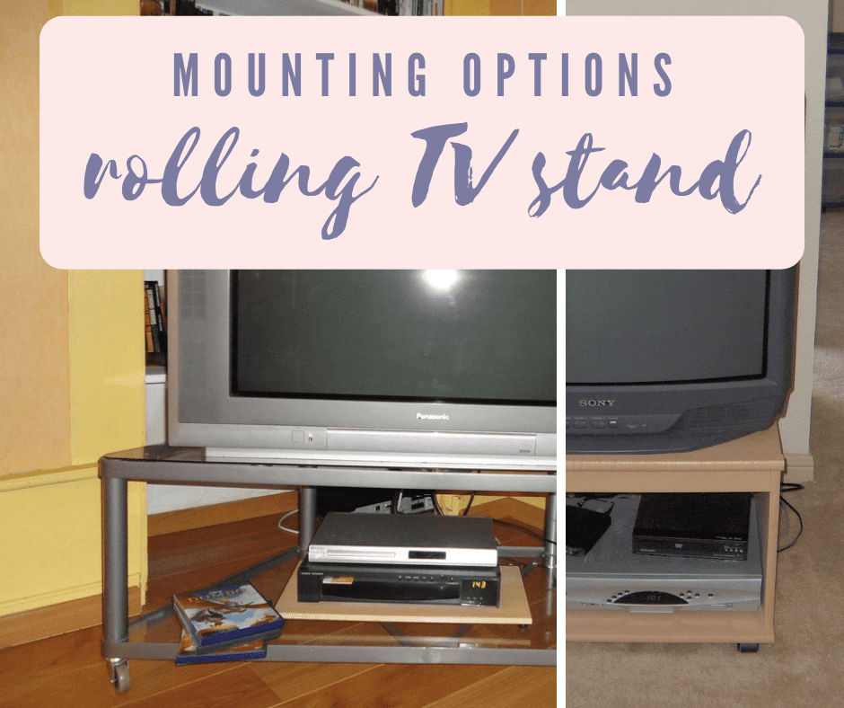 TV on rolling TV stand