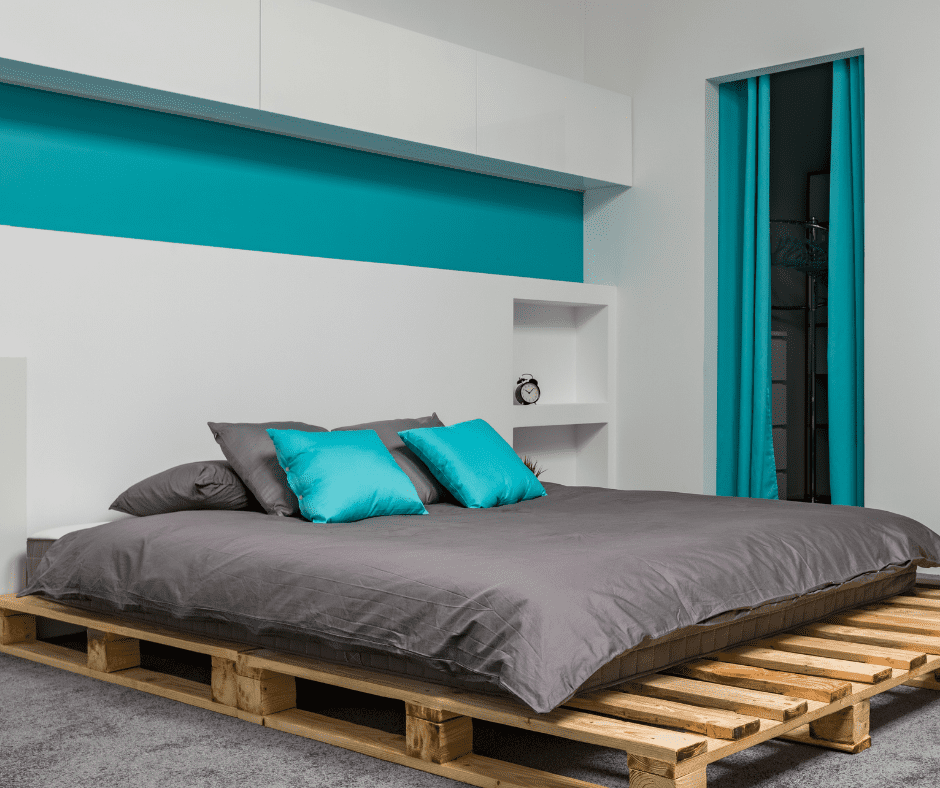 Bedroom with a touch of teal and gray