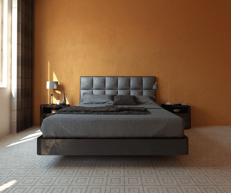 Bedroom with rust and gray theme