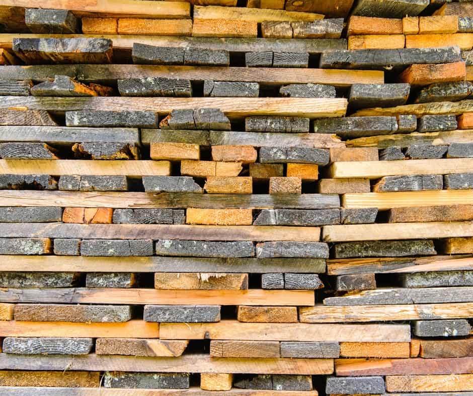 Wood cut into pieces stacked together