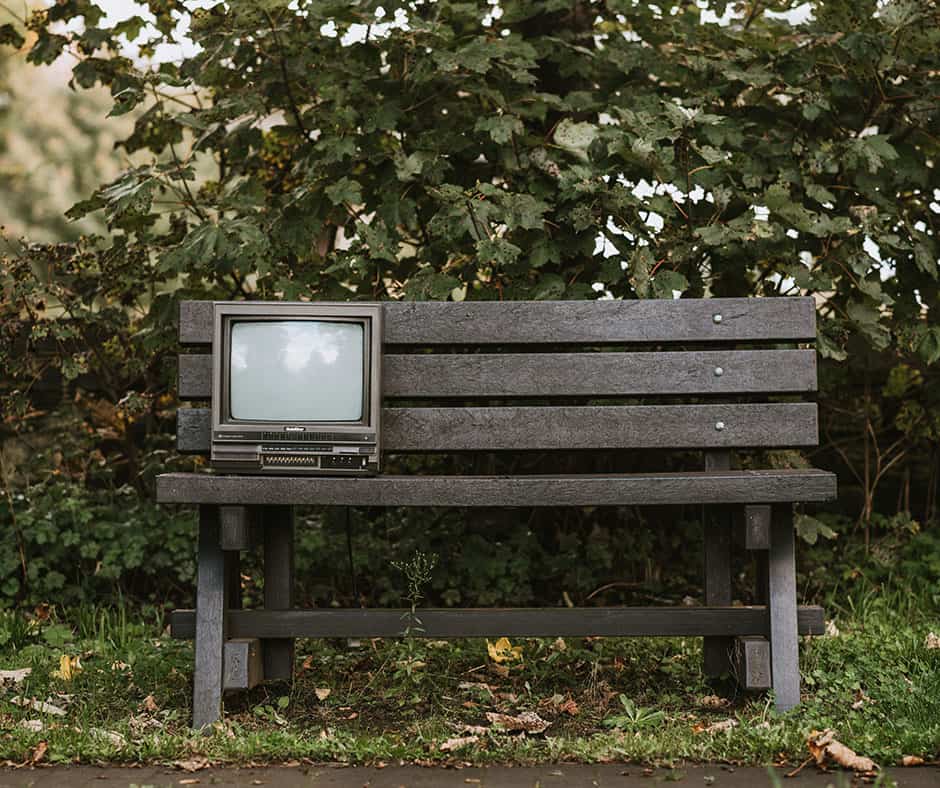 TV on a bench