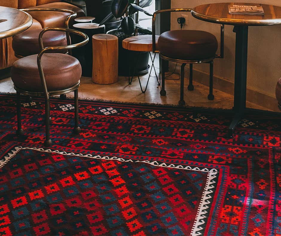 Multicolored geometric rug