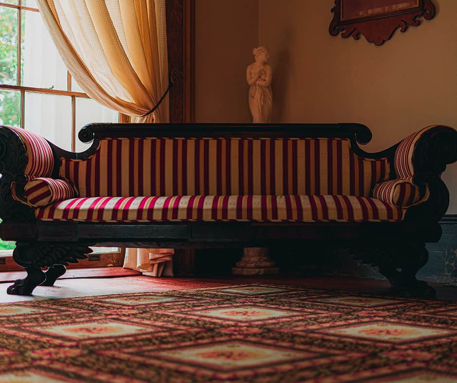 Red geometric rug