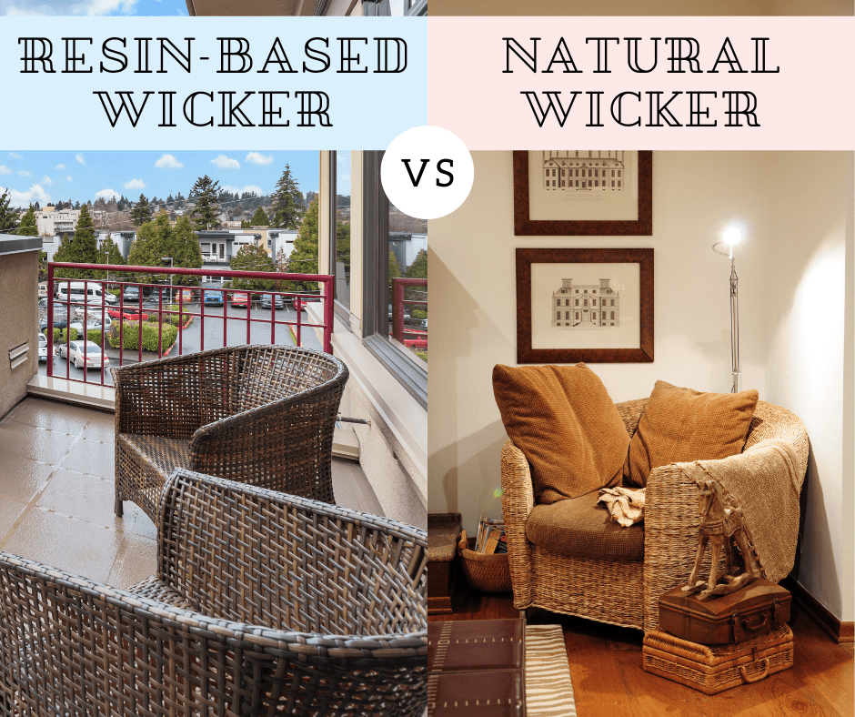 A comparison of wicker furniture that is resin based vs. one that uses natural materials