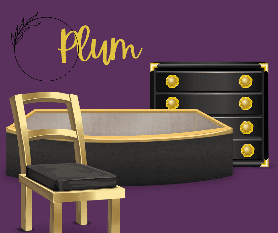 Black bedroom furniture with plum wall