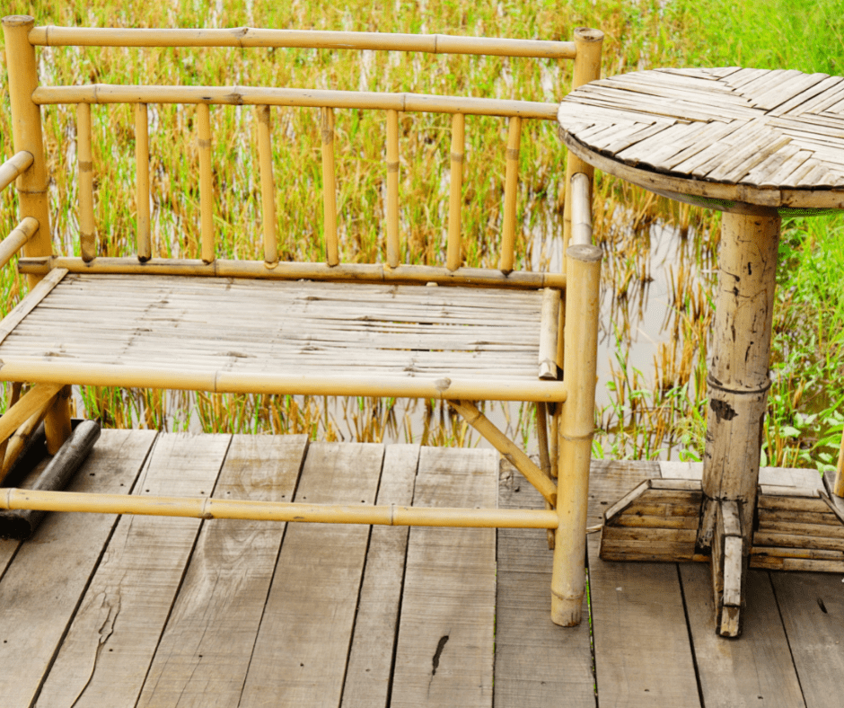 Bamboo furniture exposed to the elements