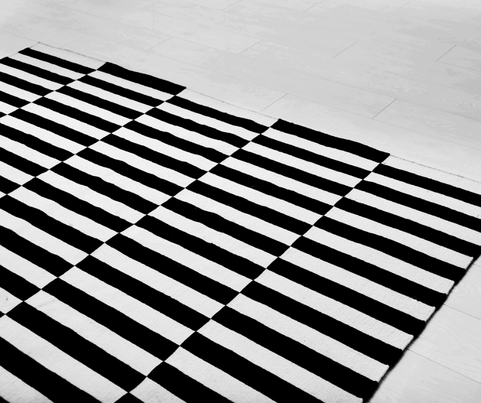 Black and white geometric rug