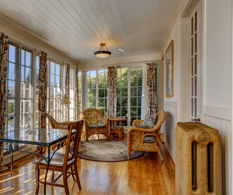 Indoor wicker furniture in a nice brightly-lit room