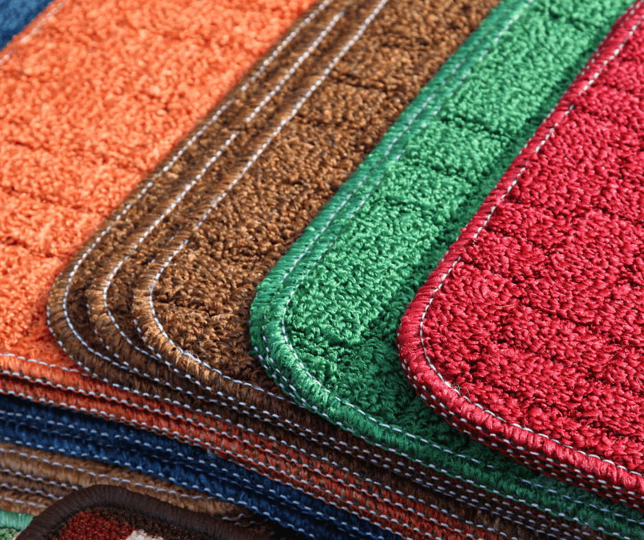 Close up of rugs with different colors