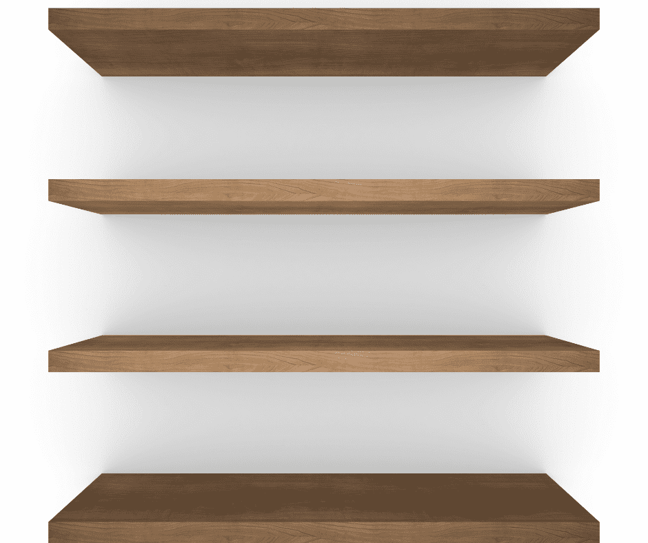 Four wooden shelves