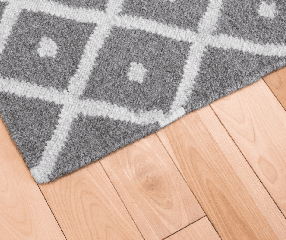 Gray and white trellis rug