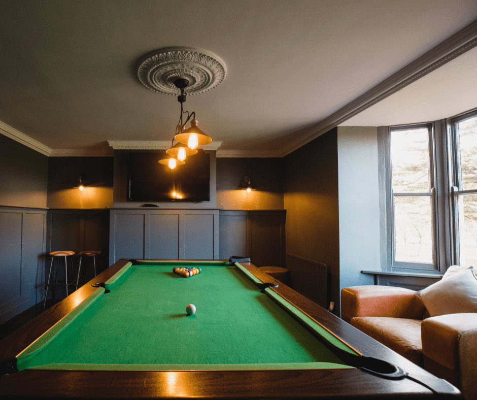 A game room in the front part of the house at the main floor