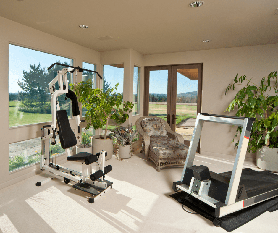 A space at the front part of a house converted into an exercise room