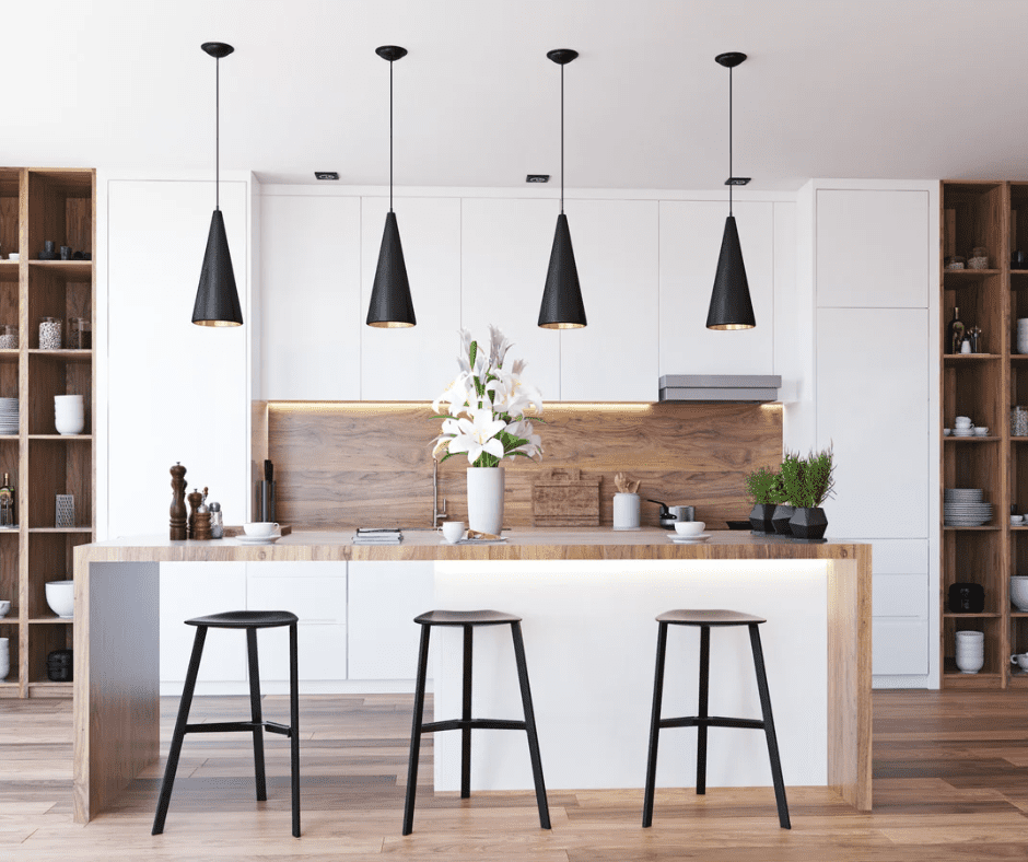 Kitchen with ceiling lights