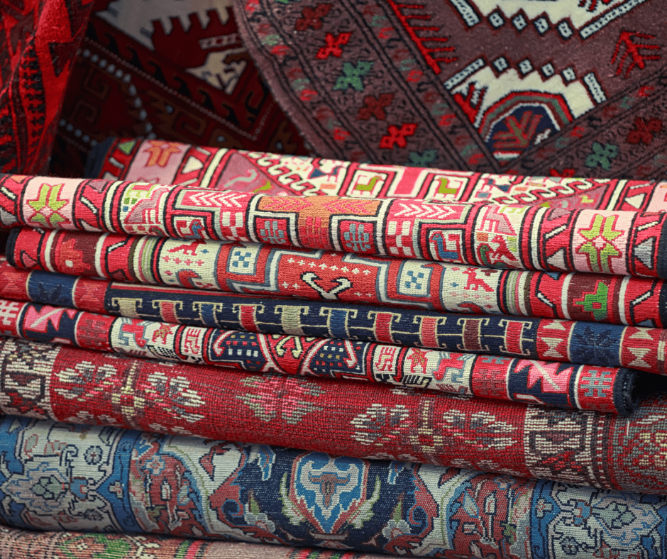 Piles of zapotec rugs