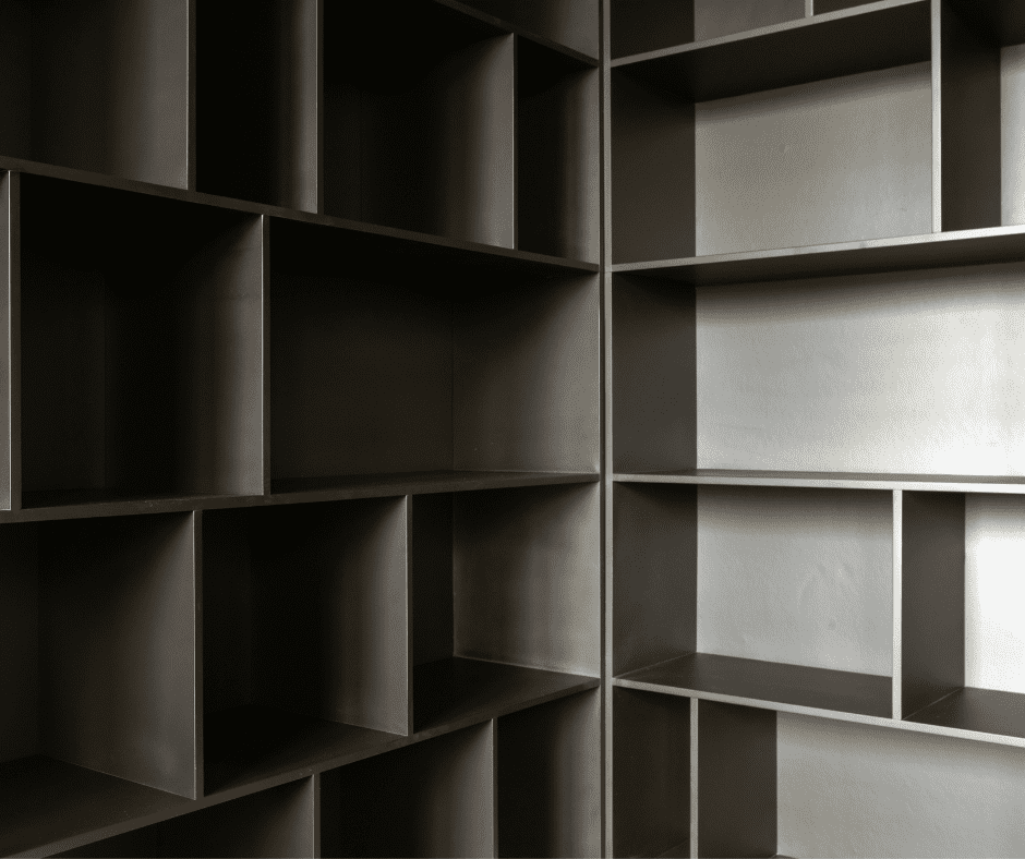 Shelves in a corner