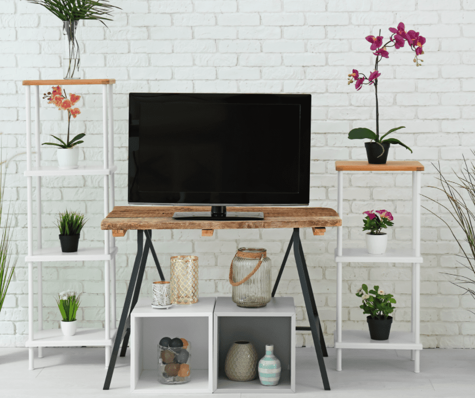 TV on a tall coffee table